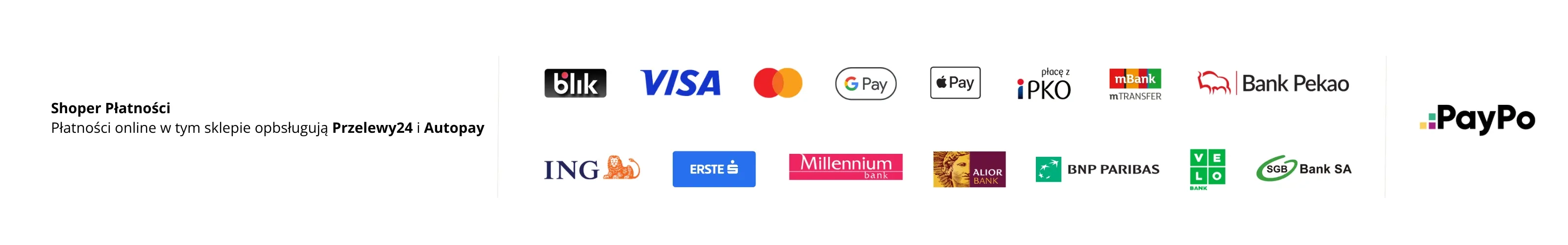 Dostępne metody płatności - BLIK, Przelewy 24, Autopay, Przelew tradycyjny